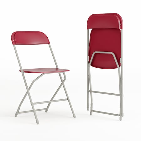 Flash Furniture Hercules Series Plastic Folding Chair Red - 2 LB Weight Capacity Comfortable Event Chair - Lightweight Folding Chair, PK2 2-LE-L-3-RED-GG